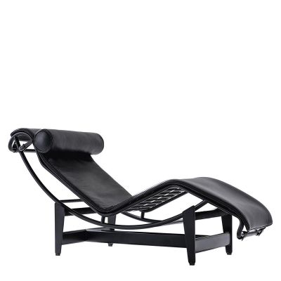 Chaise Longue à Reglage Continu, Noire