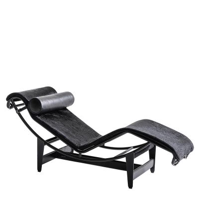 Chaise Longue à Reglage Continu, Noire