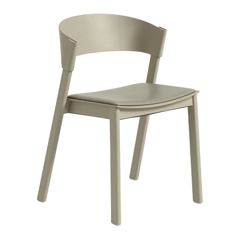 Cover Side Chair - Stone - Donker Beige- Leder - Muuto Creme Hout