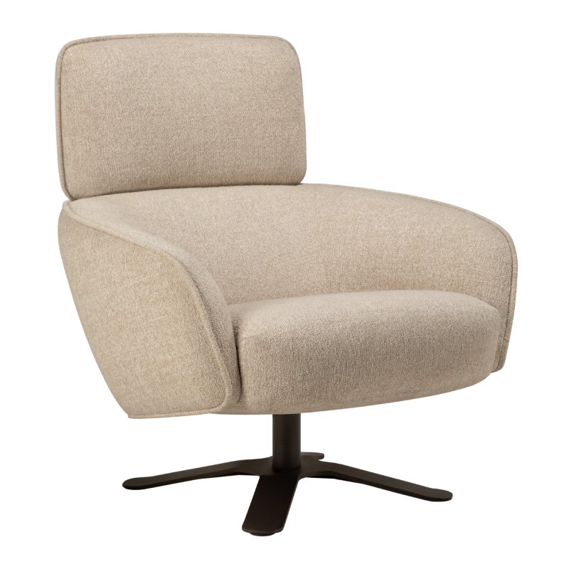 Ethnicraft - Merge Loungechair Dark Bronze Loam - Ethnicraft Creme Stof