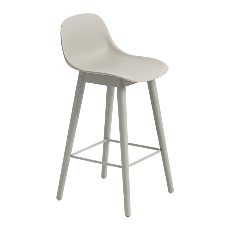 Fiber Barkruk - Houten Onderstel - Muuto Grijs Hout
