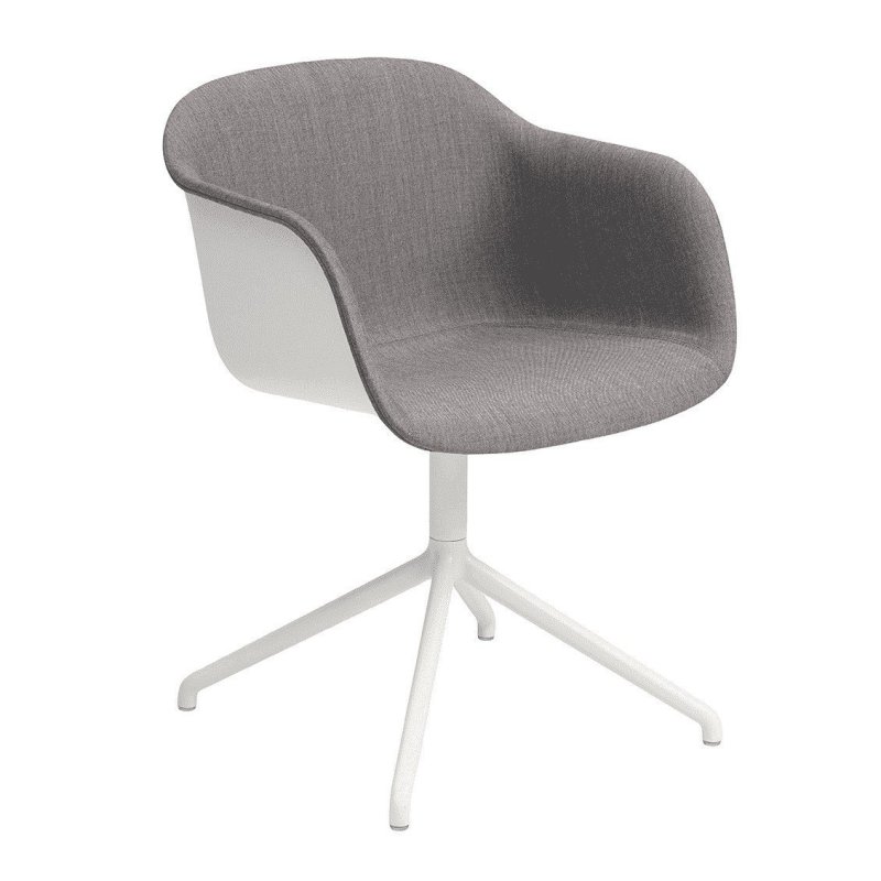 Fiber Chair Front UP - Stalen Onderstel - Muuto Wit Stof