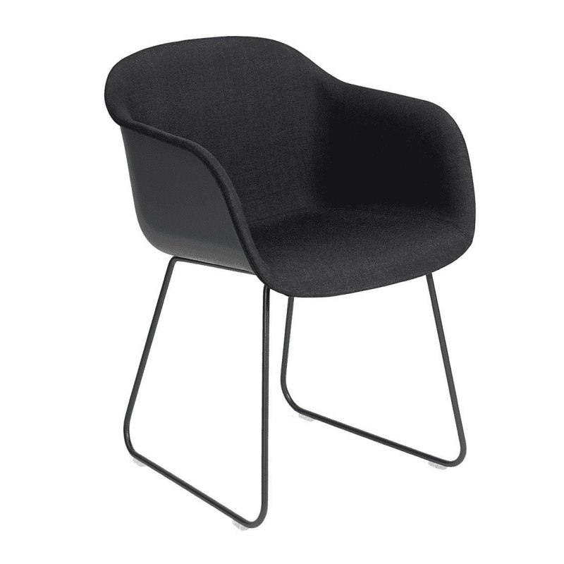 Fiber Chair Front UP - Stalen Onderstel - Muuto Zwart Stof