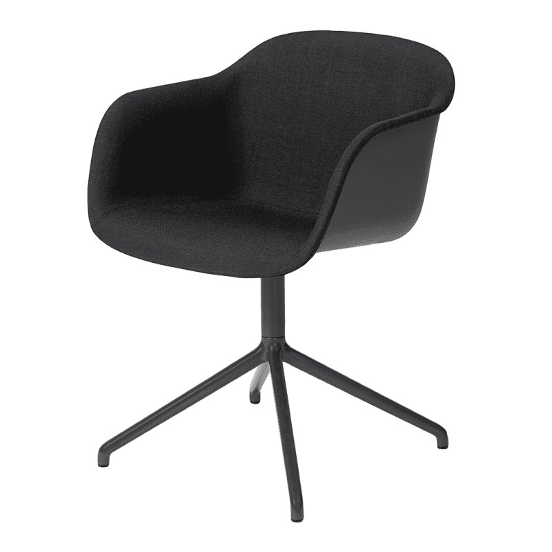 Fiber Chair Front UP - Stalen Onderstel - Muuto Zwart Stof