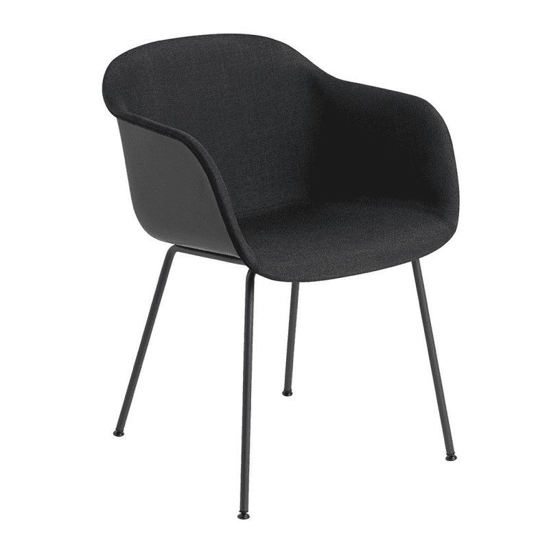Fiber Chair Front UP - Stalen Onderstel - Muuto Zwart Stof