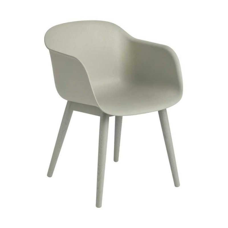 Fiber Chair - Houten Onderstel - Muuto Groen Kunststof