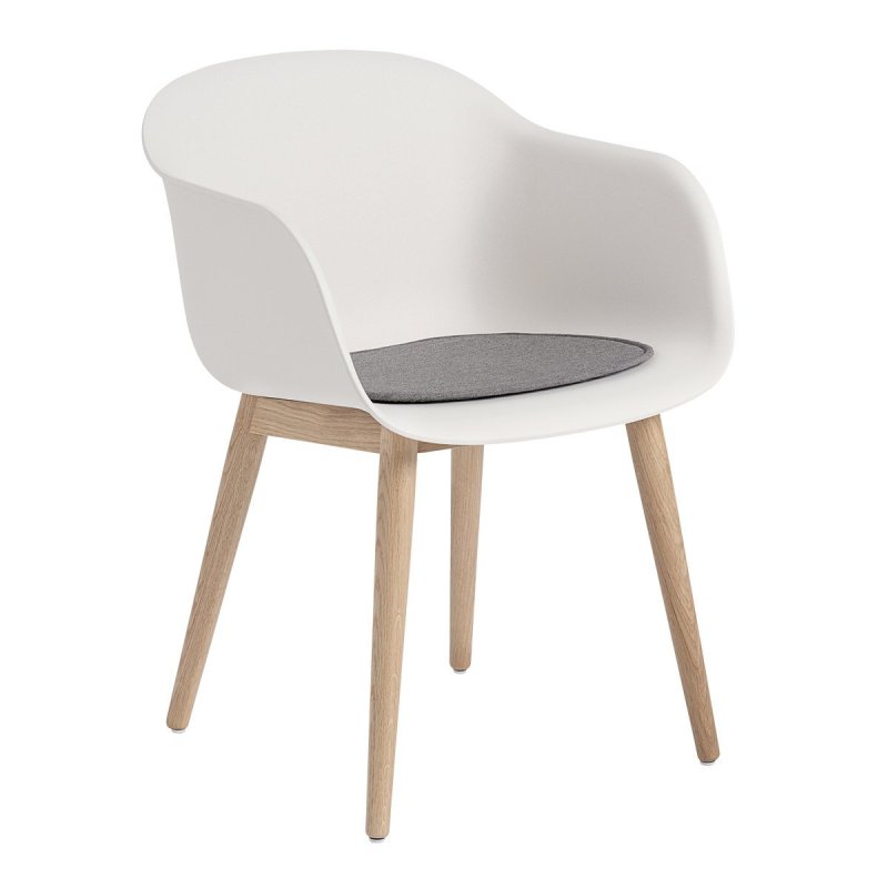 Fiber Chair - Houten Onderstel - Muuto Wit Kunststof