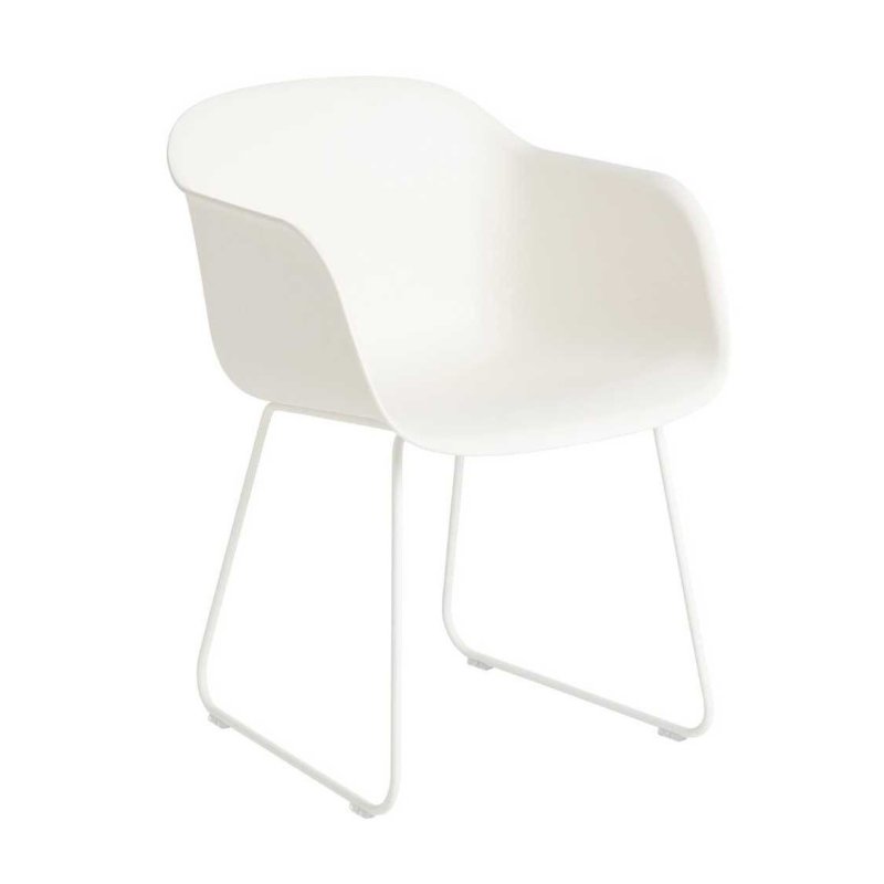 Fiber Chair - Stalen Onderstel - Muuto Wit Kunststof