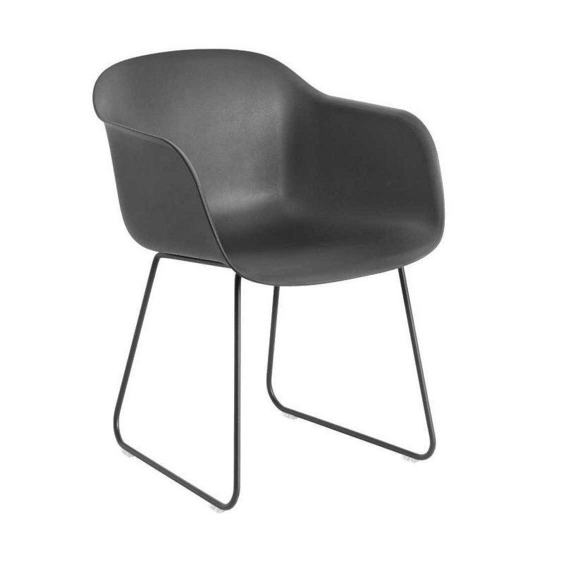Fiber Chair - Stalen Onderstel - Muuto Zwart Kunststof