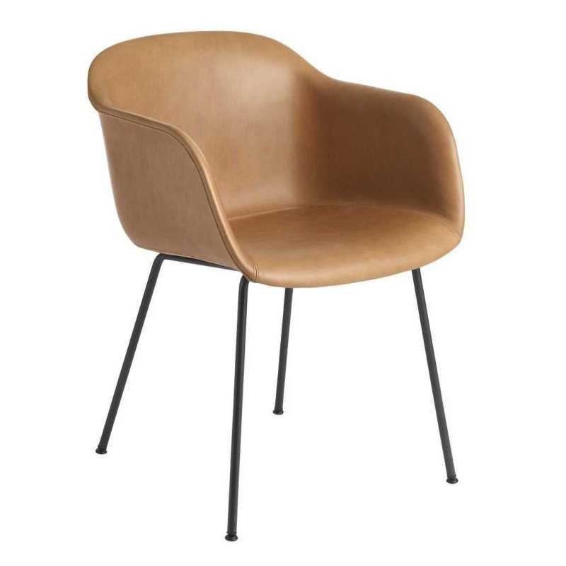 Fiber Chair UP - Stalen Onderstel - Muuto Bruin Leder