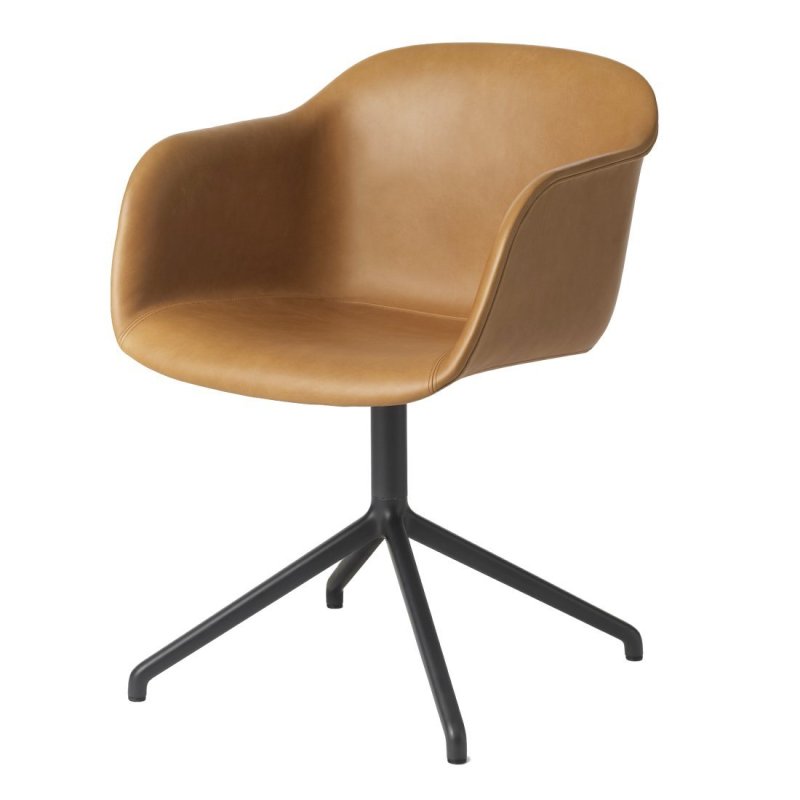 Fiber Chair UP - Stalen Onderstel - Muuto Bruin Leder