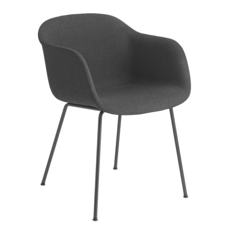 Fiber Chair UP - Stalen Onderstel - Muuto Grijs Stof