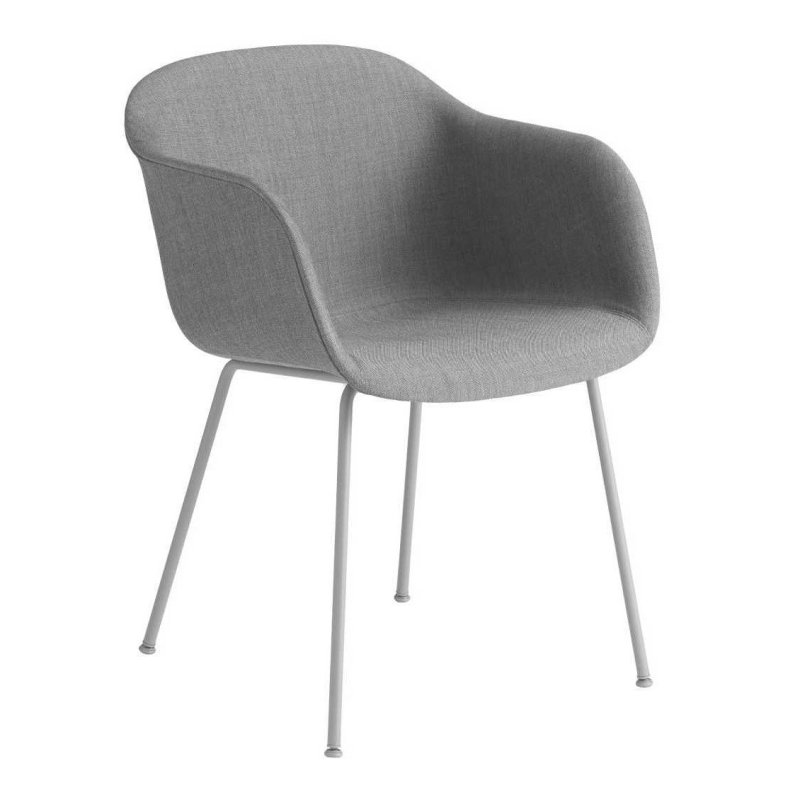 Fiber Chair UP - Stalen Onderstel - Muuto Grijs Stof