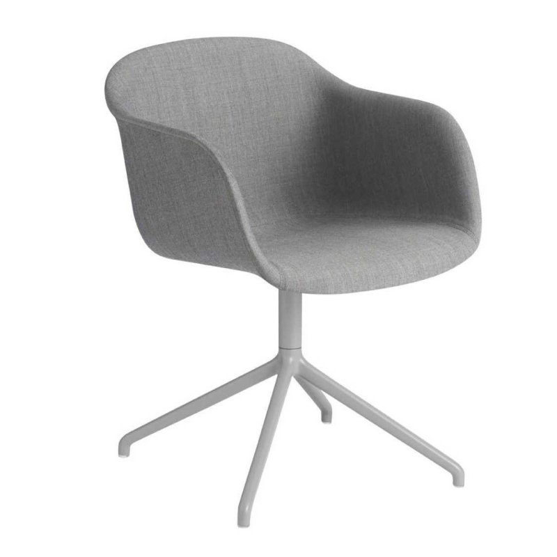 Fiber Chair UP - Stalen Onderstel - Muuto Grijs Stof