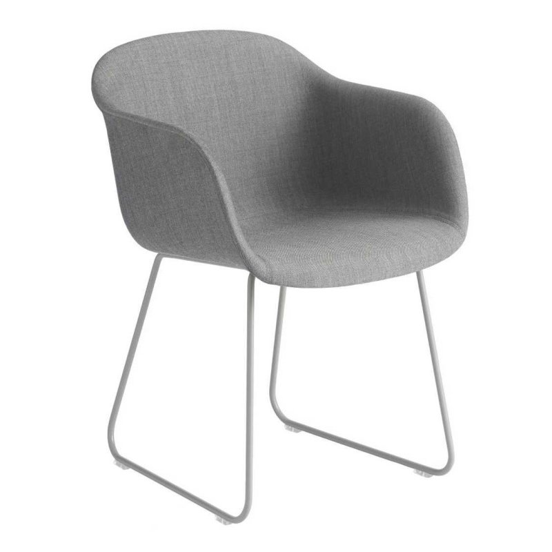 Fiber Chair UP - Stalen Onderstel - Muuto Grijs Stof