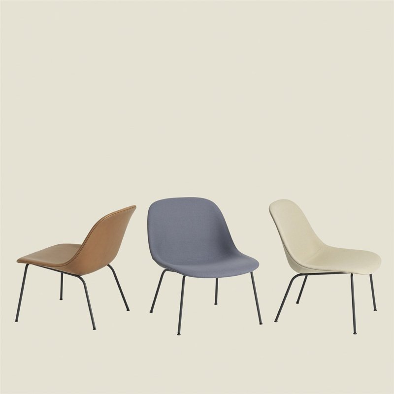 Fiber Fauteuil - Stalen Onderstel - Muuto Grijs Stof