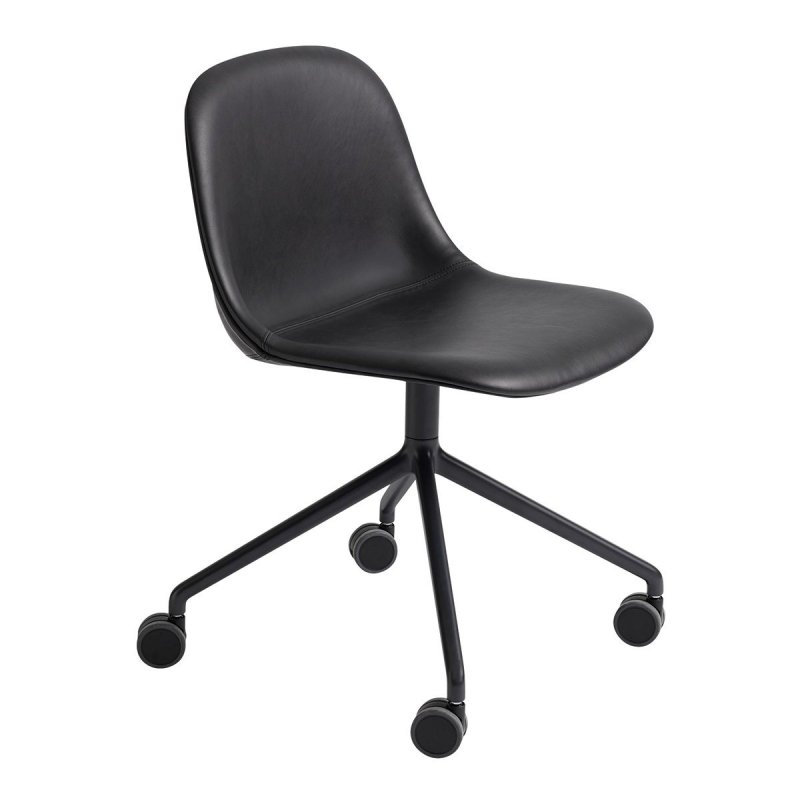 Fiber Side Chair - Muuto Zwart Leder