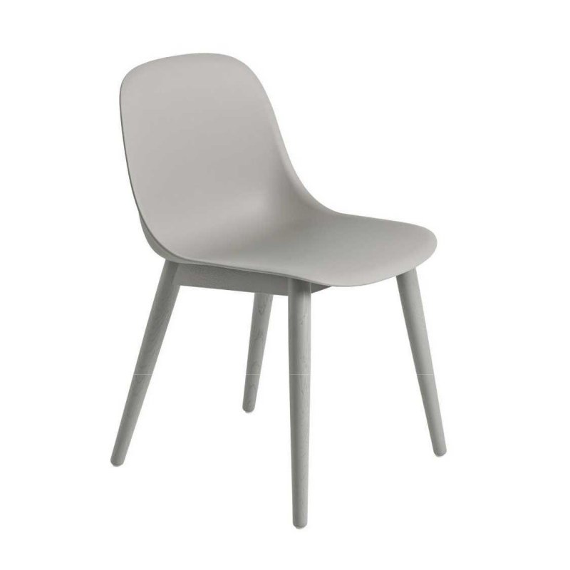 Fiber Side - Houten Onderstel - Muuto Grijs Kunststof