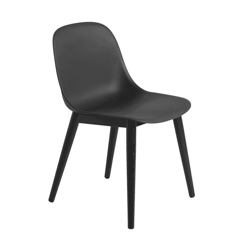 Fiber Side - Houten Onderstel - Muuto Zwart Kunststof