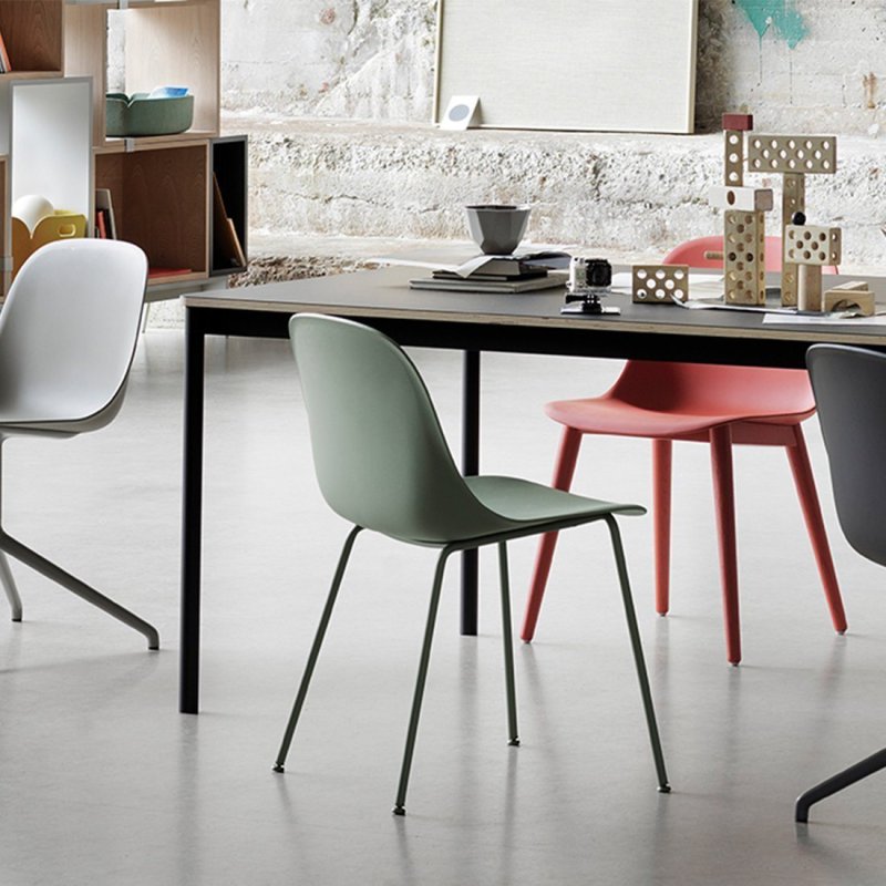 Fiber Side - Stalen Onderstel - Muuto Groen Kunststof