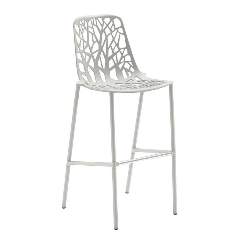 Forest Barkruk Hoge Rug - Fast Wit Metaal
