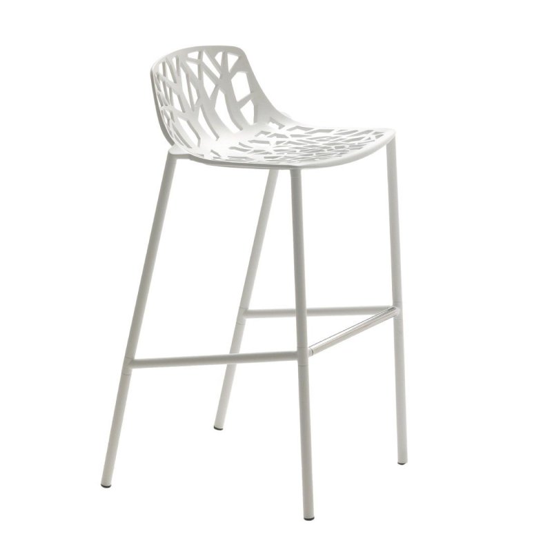 Forest Barkruk Lage Rug - Fast Wit Metaal