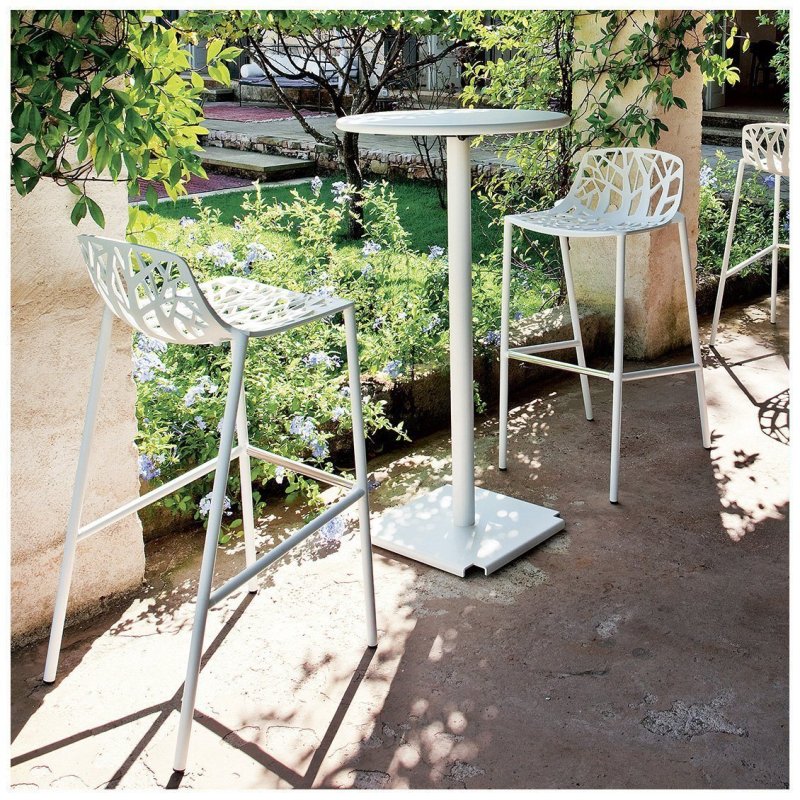 Forest Barkruk Lage Rug - Fast Wit Metaal