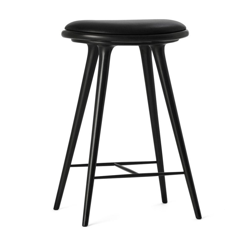 High Stool 69 cm. - Mater Zwart Leder
