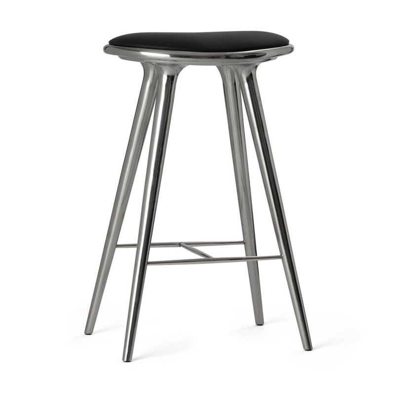 High Stool 74 cm. - Mater Zilver Leder