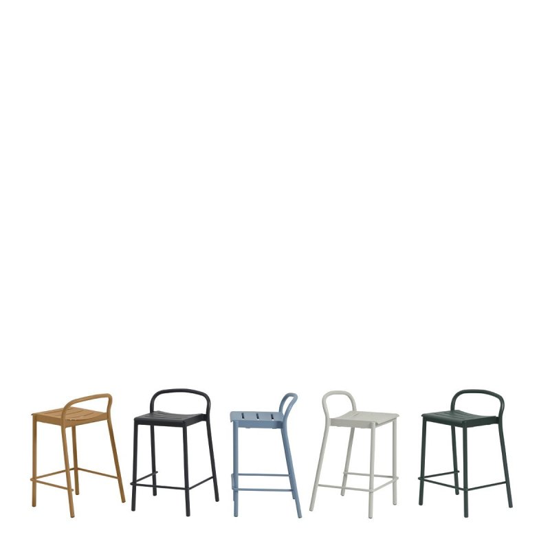 Linear Steel Barkruk - Muuto Zwart Metaal
