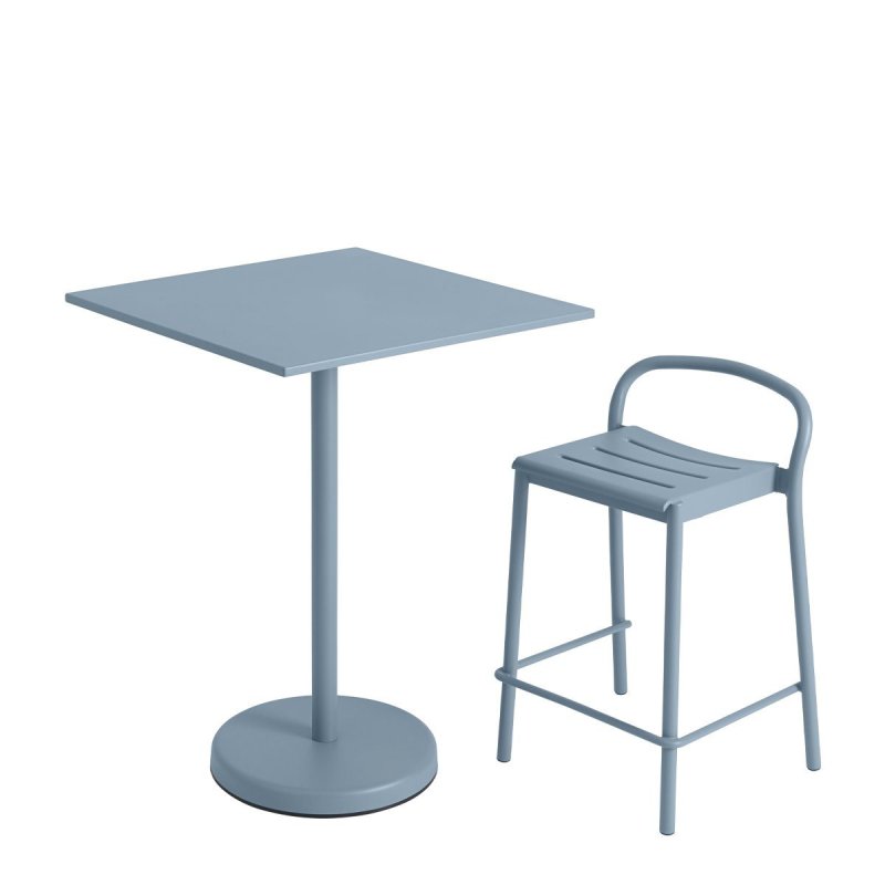 Linear Steel Bartafel Vierkant - Muuto Blauw Metaal