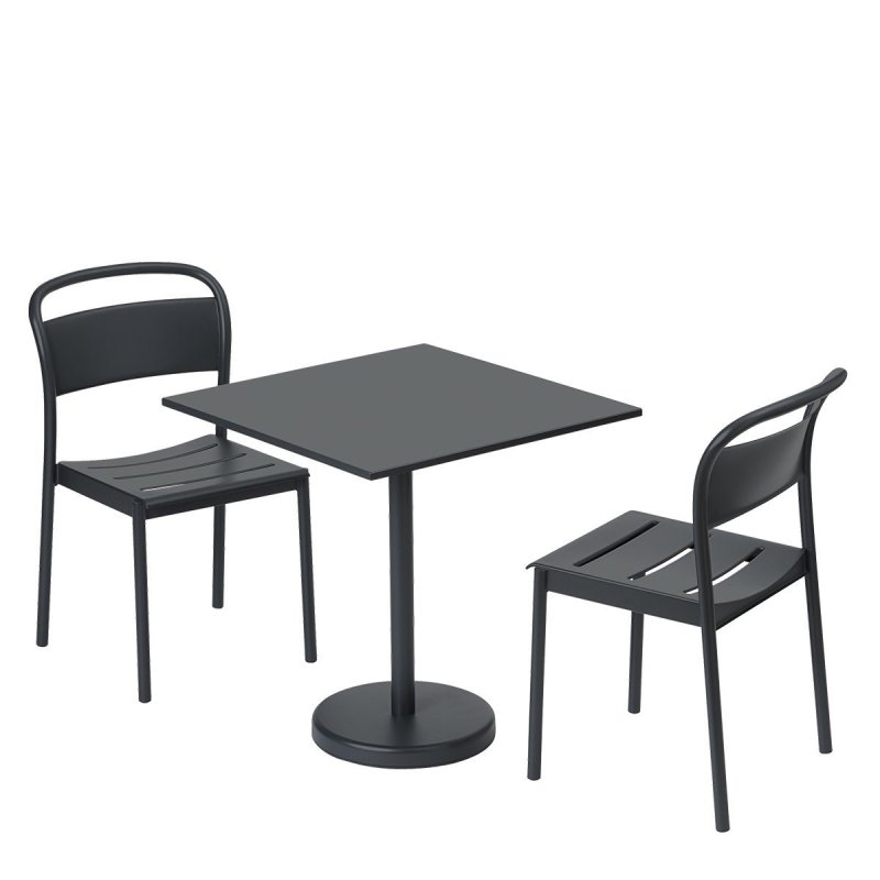 Linear Steel Café Tafel - Muuto Zwart Metaal