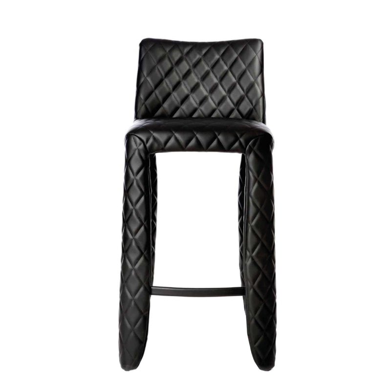 Monster Barkruk Laag - Moooi Zwart Leder