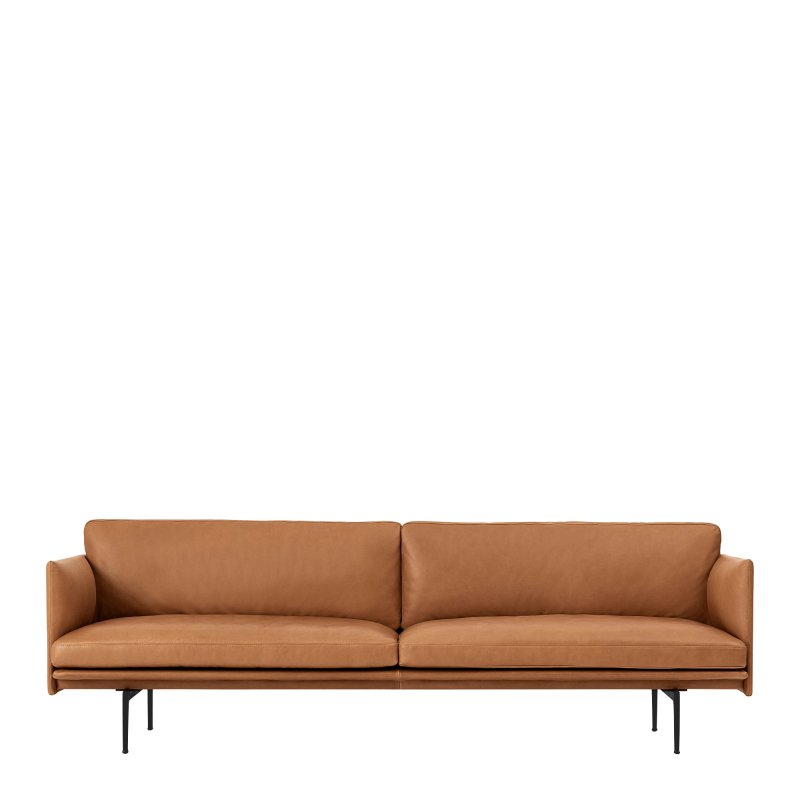Outline 3-zits Bank - Muuto Bruin Leder
