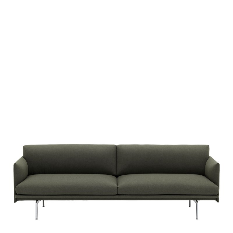 Outline 3-zits Bank - Muuto Groen Stof