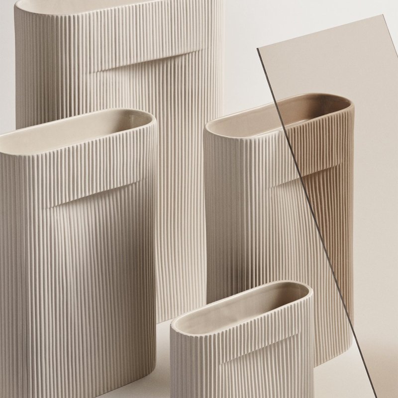 Ridge Vaas - Beige - Muuto Creme Steen