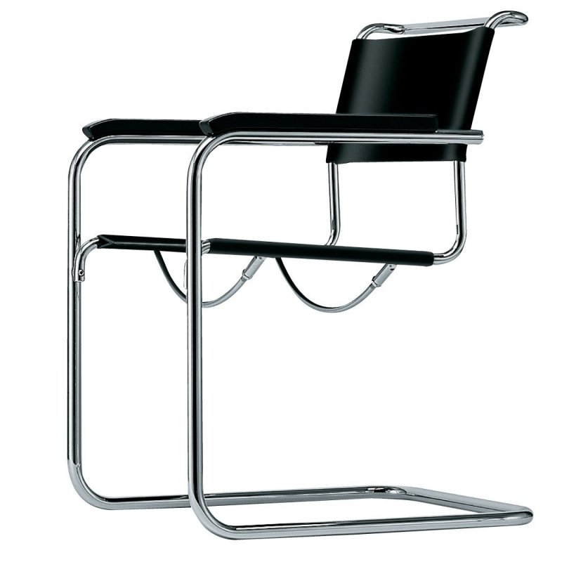 S34 Armstoel - Thonet Zwart Leder