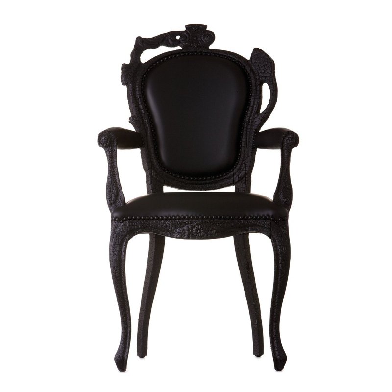 Smoke Armstoel - Moooi Zwart Leder
