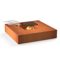 Adezz Forno vuurtafel cortenstaal vierkant met grillrooster Terrasverwarming Oranje Cortenstaal