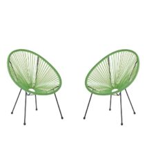 Beliani ACAPULCO II Set van 2 stoelen groen Stoelen Groen Rotan