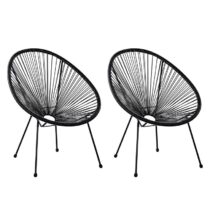 Beliani ACAPULCO II Set van 2 stoelen zwart Stoelen Zwart Rotan