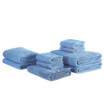 Beliani AREORA 9-delige handdoekset blauw Badtextiel Blauw Katoen