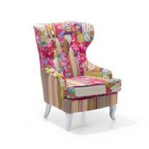 Beliani Fauteuil patchwork - stoffen stoel - MOLDE Stoelen Multicolor Polyester