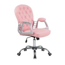 Beliani PRINCESS Bureaustoel roze Stoelen Roze Kunstleer