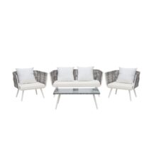 Beliani RAGUSA Sofa set met tafel 69x70x156 Tuinmeubelen Wit Rotan
