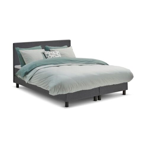 Beter Bed Basic Box Ambra vlak met gestoffeerd matras - 120 x 200 cm Bedden Grijs Polyester