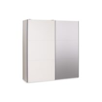 Beter Bed Basic Schuifdeurkast Easy met spiegel - 203 x 215 x 65 cm Kledingkast Wit Spaanplaat