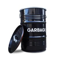 BinBin Handle garbage industriële prullenbak afvalscheiding 60 Liter Afvalemmers Zwart Metaal