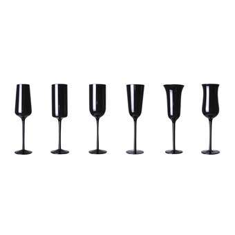 Bitossi Home Desigual Champagneglazen - 6 st. Glasservies Zwart Glas
