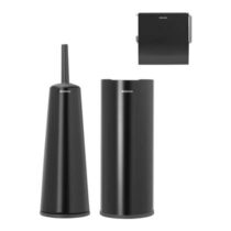 Brabantia ReNew Toiletaccessoires - Set van 3 Toiletaccessoires Zwart Kunststof